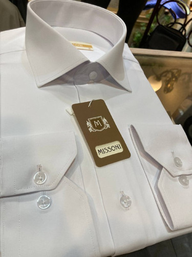 پیراهن آستین بلند سفید بدون جیب پارچه دوشین ضد چروک