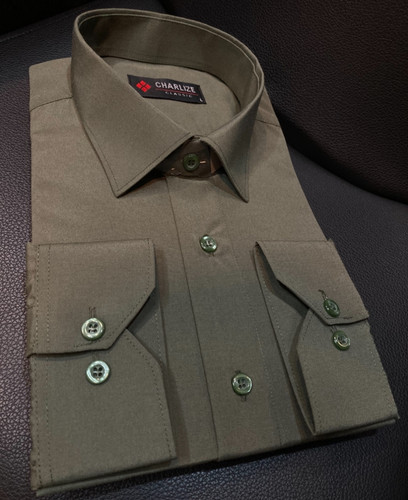 پیراهن آستین بلند ساده تک جیب پارچه داکرون